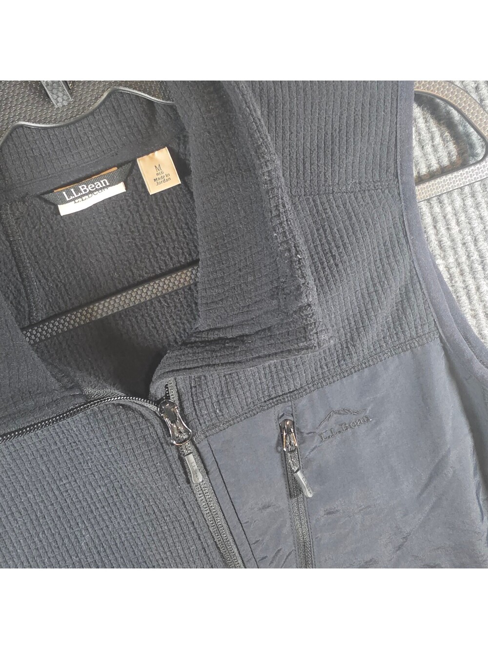 L.L.Bean Unisex M Black Fleece Vest Full Zip Chest Pocket Outdoor Hiking FW24